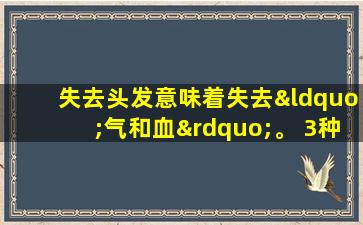 失去头发意味着失去“气和血”。 3种中国专利药物可以极大地滋养气和血液，滋养血液并产生头发